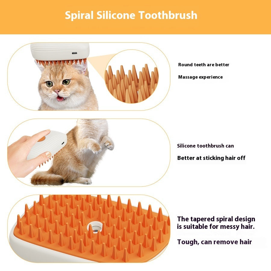 USB Rechargeable Pet Steam Grooming Brush – Cat & Dog Hair Comb