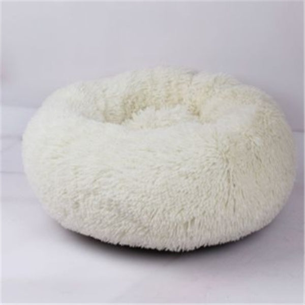 Calming Plush Dog & Cat Bed – Round Fluffy Anti-Slip Pet Bed