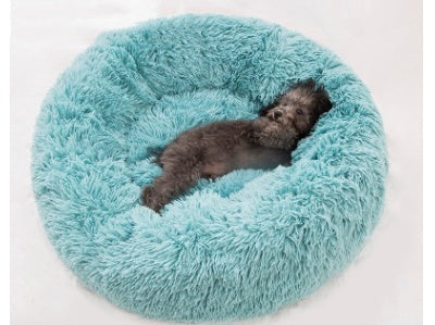 Calming Plush Dog & Cat Bed – Round Fluffy Anti-Slip Pet Bed