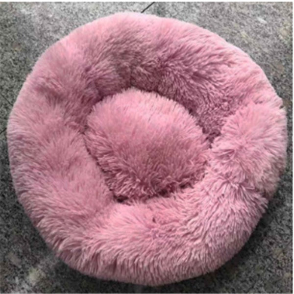 Calming Plush Dog & Cat Bed – Round Fluffy Anti-Slip Pet Bed