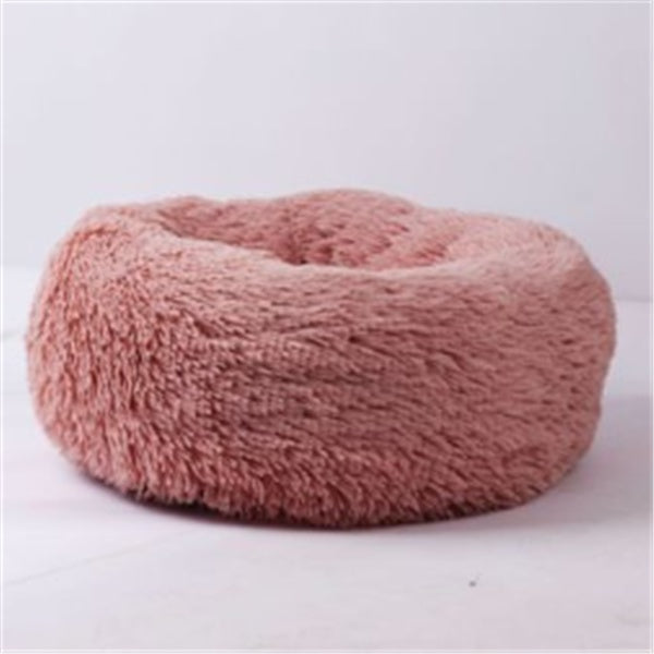 Calming Plush Dog & Cat Bed – Round Fluffy Anti-Slip Pet Bed