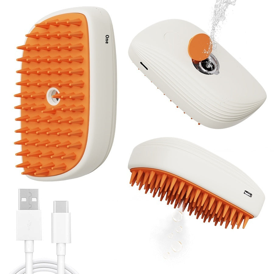 USB Rechargeable Pet Steam Grooming Brush – Cat & Dog Hair Comb
