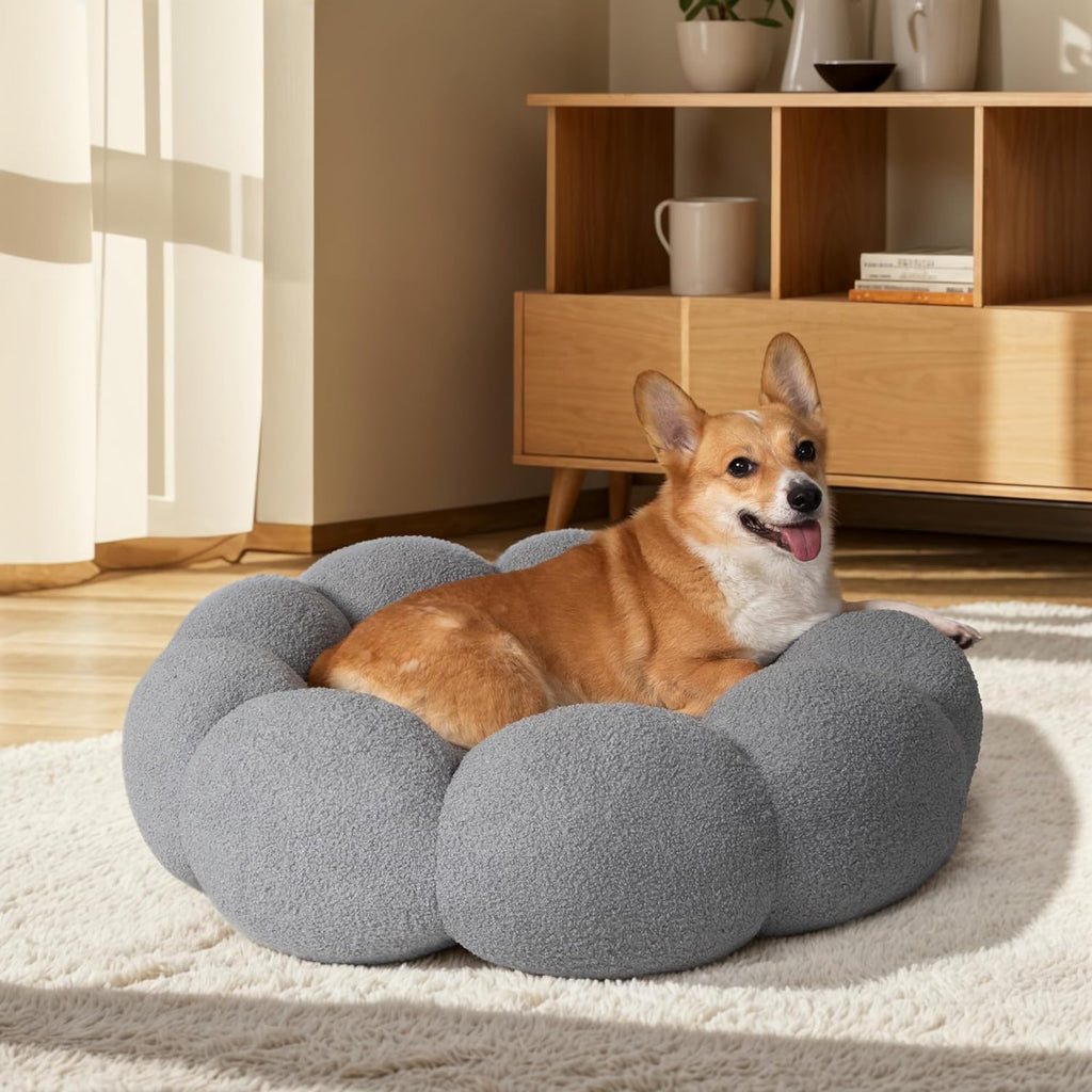 Fluffy Calming Cat & Dog Bed – Plush Donut Cuddler Washable
