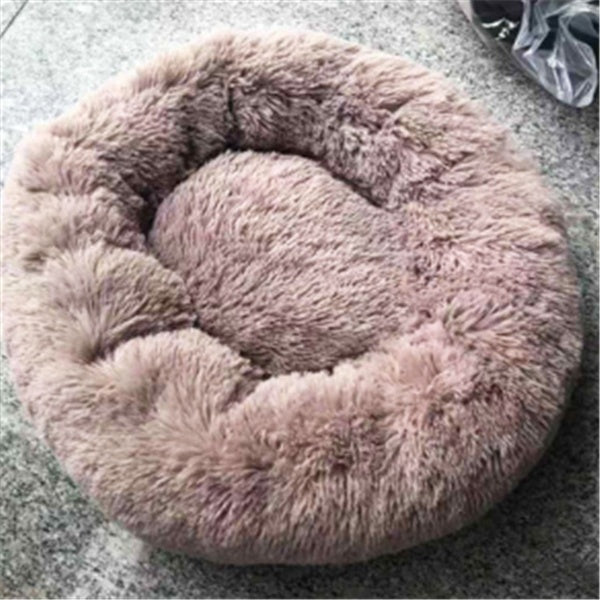 Calming Plush Dog & Cat Bed – Round Fluffy Anti-Slip Pet Bed