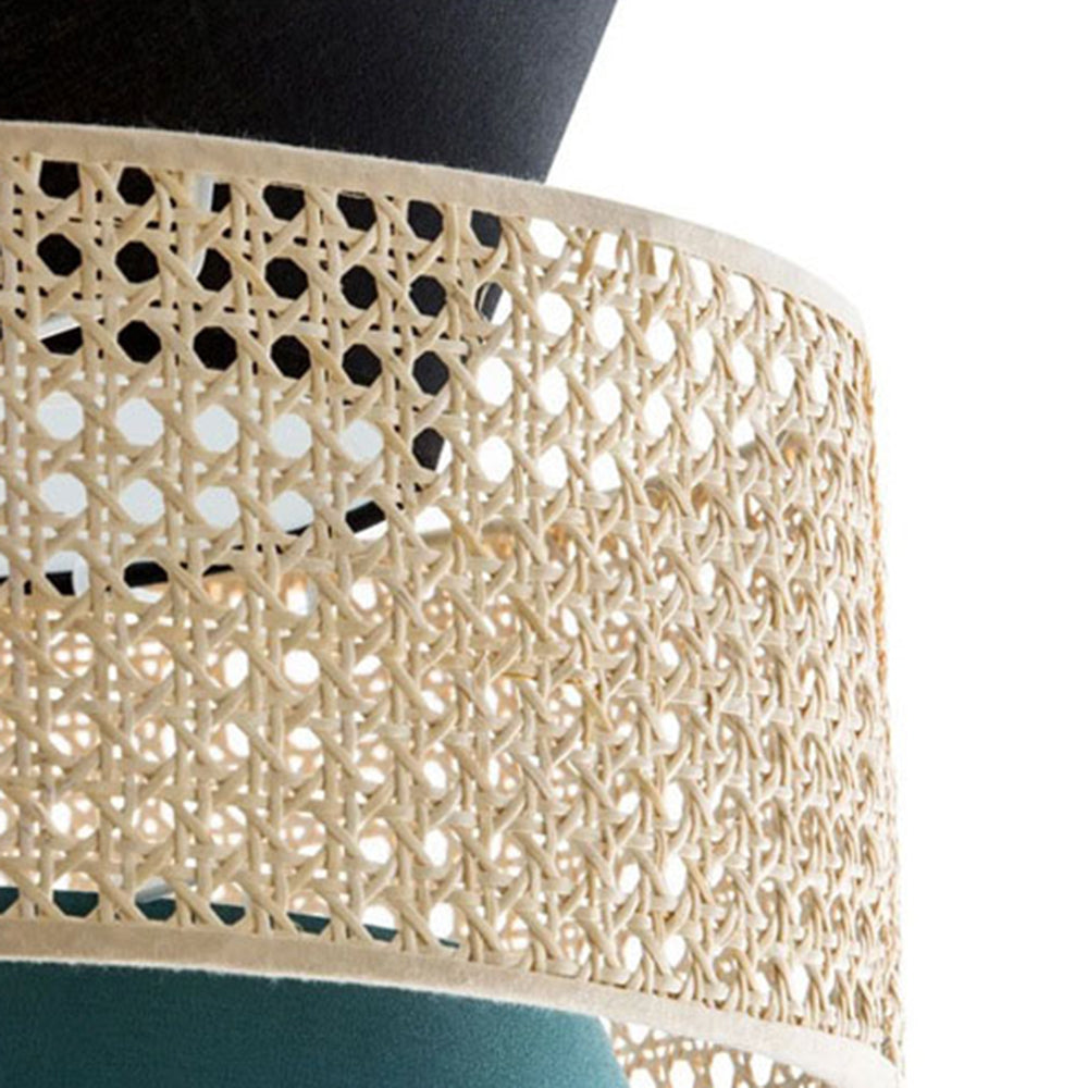 Daniel Vintage Green Rattan Pendant Light