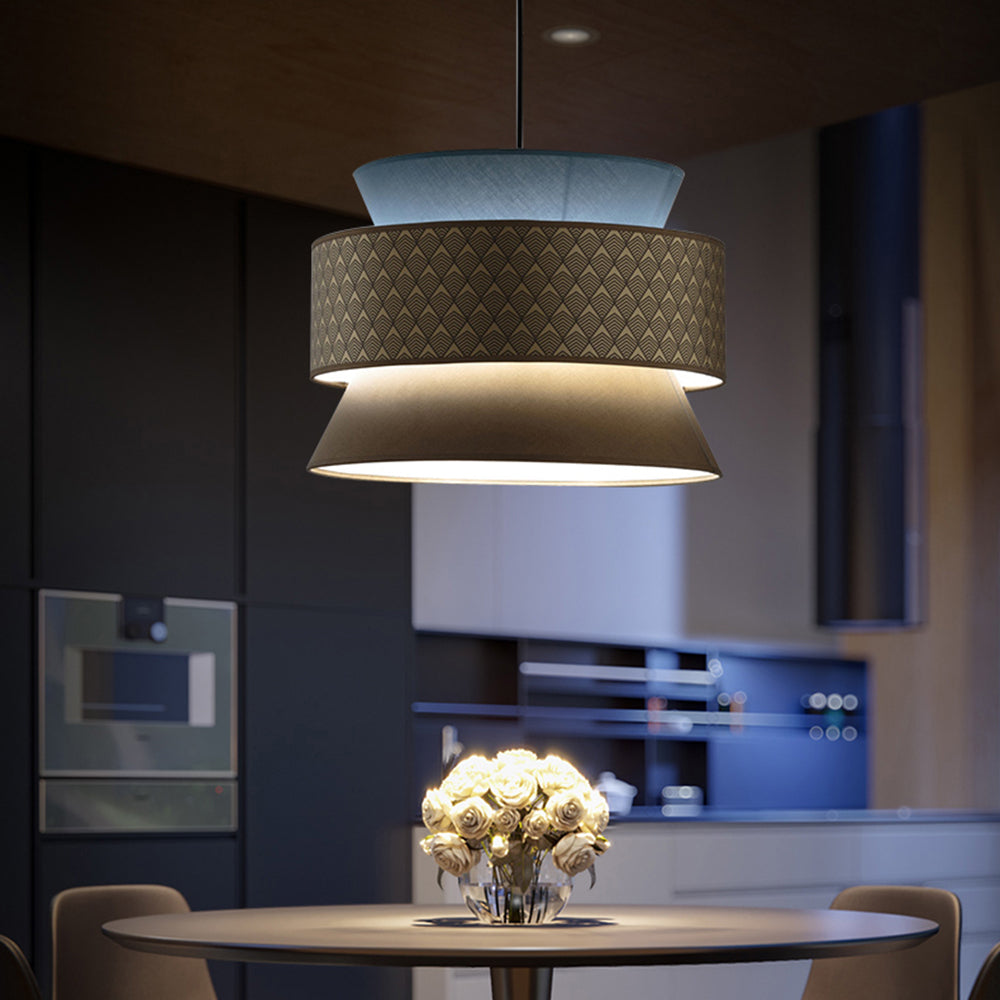 Daniel Vintage Green Rattan Pendant Light