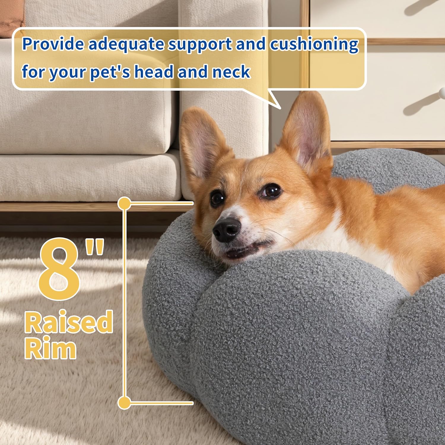 Fluffy Calming Cat & Dog Bed – Plush Donut Cuddler Washable