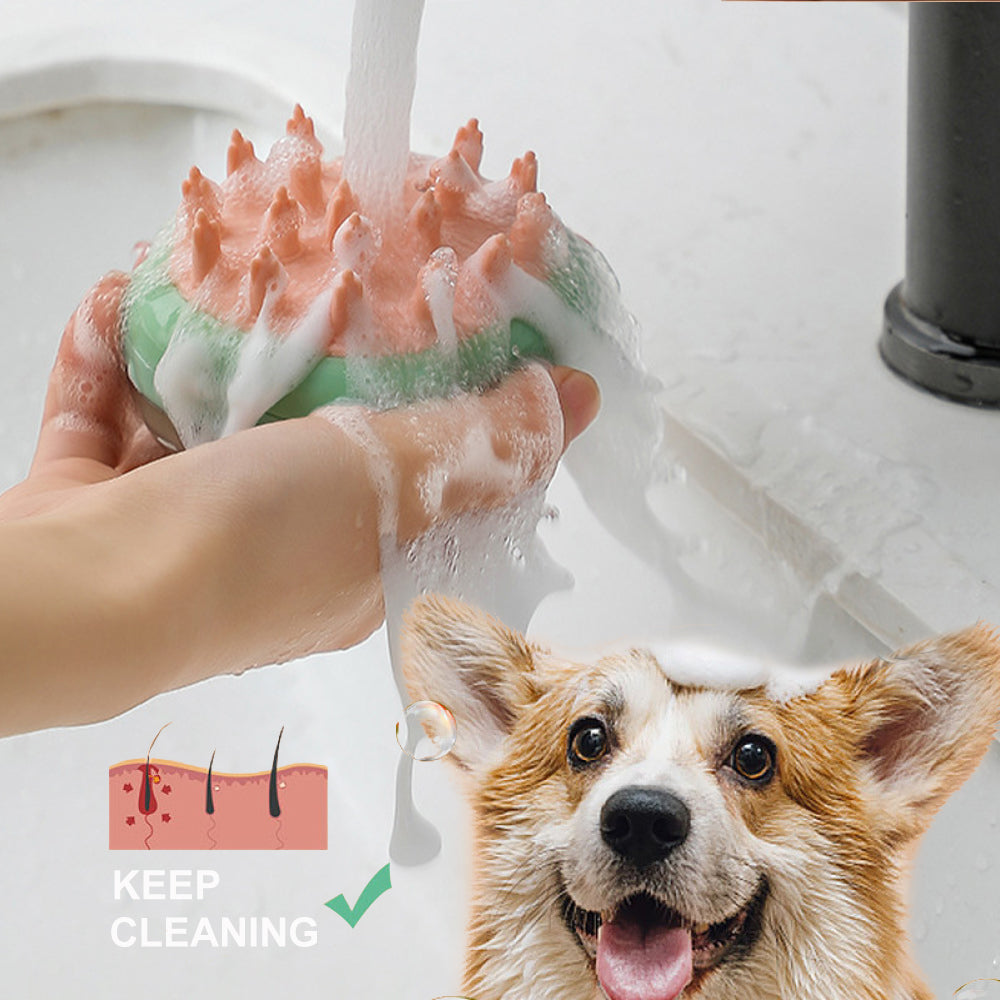 2-in-1 Pet Bath Brush with Shampoo Dispenser – Dog & Cat Grooming